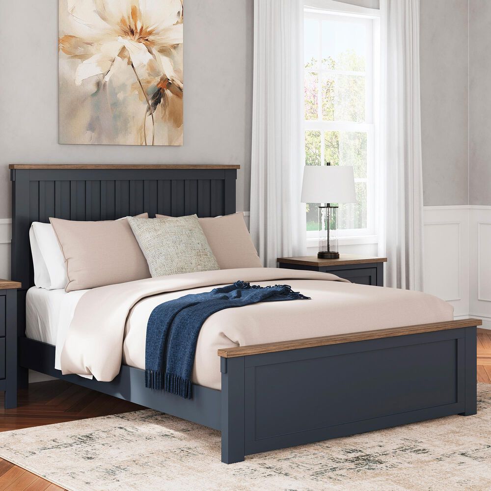 Ashley Landocken Queen Panel Bed in Brown and Blue, , large