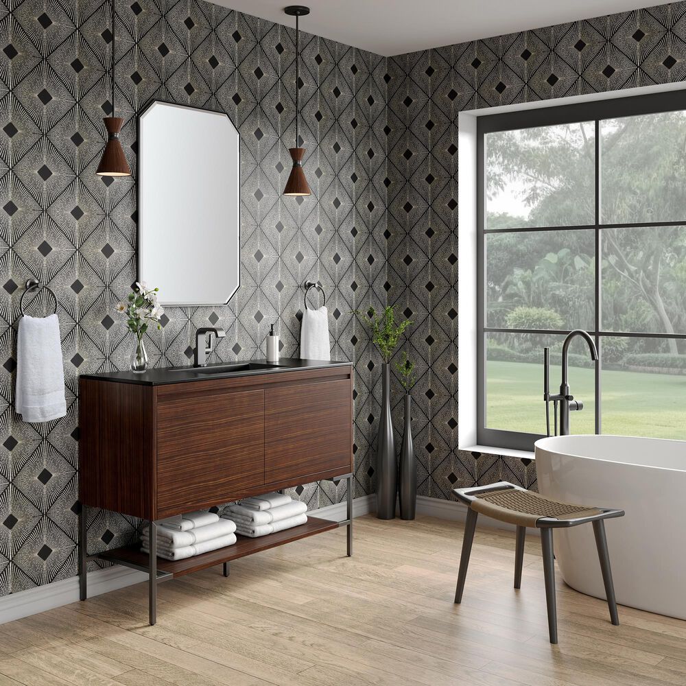 James Martin Vanities Mantova 47.3&quot; Single Vanity Cabinet in Mid-Century Walnut and Champagne Brass, , large