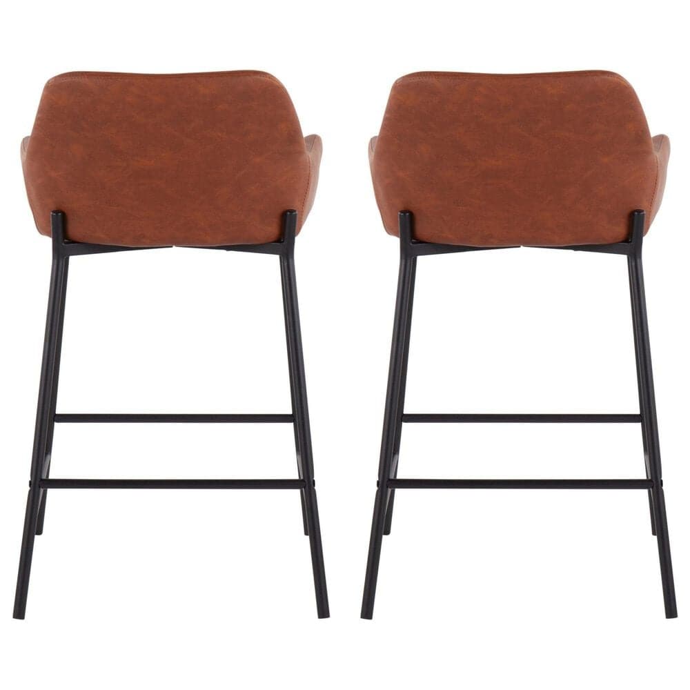 LumiSource Daniella 24" Counter Stool with Camel Upholstery in Black (Set of 2), , large