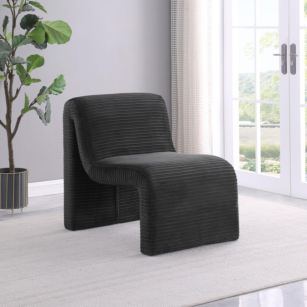 Coaster Drayton Upholstered Curved Accent Armless Chair in Black, , large