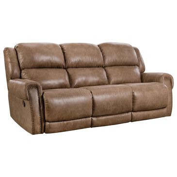 Homestretch Power Double Reclining Sofa in Cowboy Oak, , large