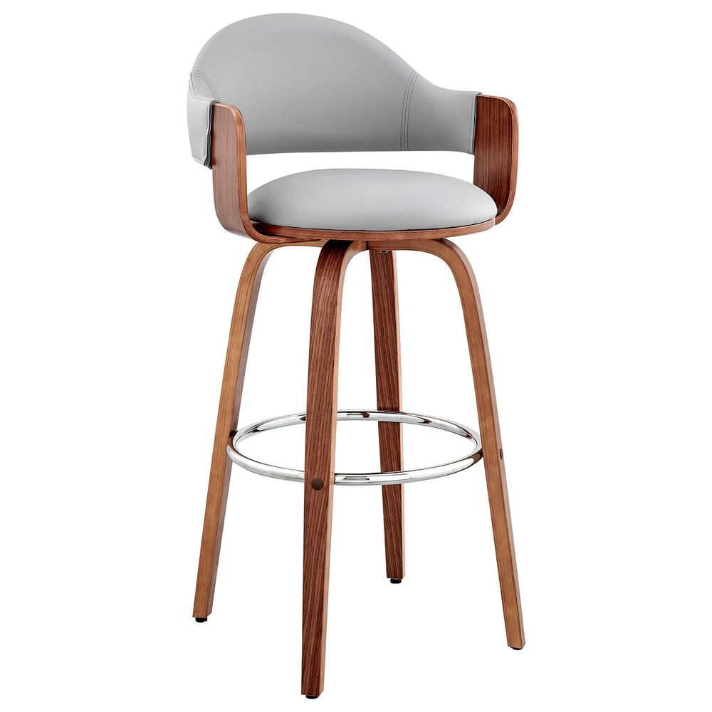 Blue River Daxton 26" Swivel Counter Stool in Gray and Walnut, , large