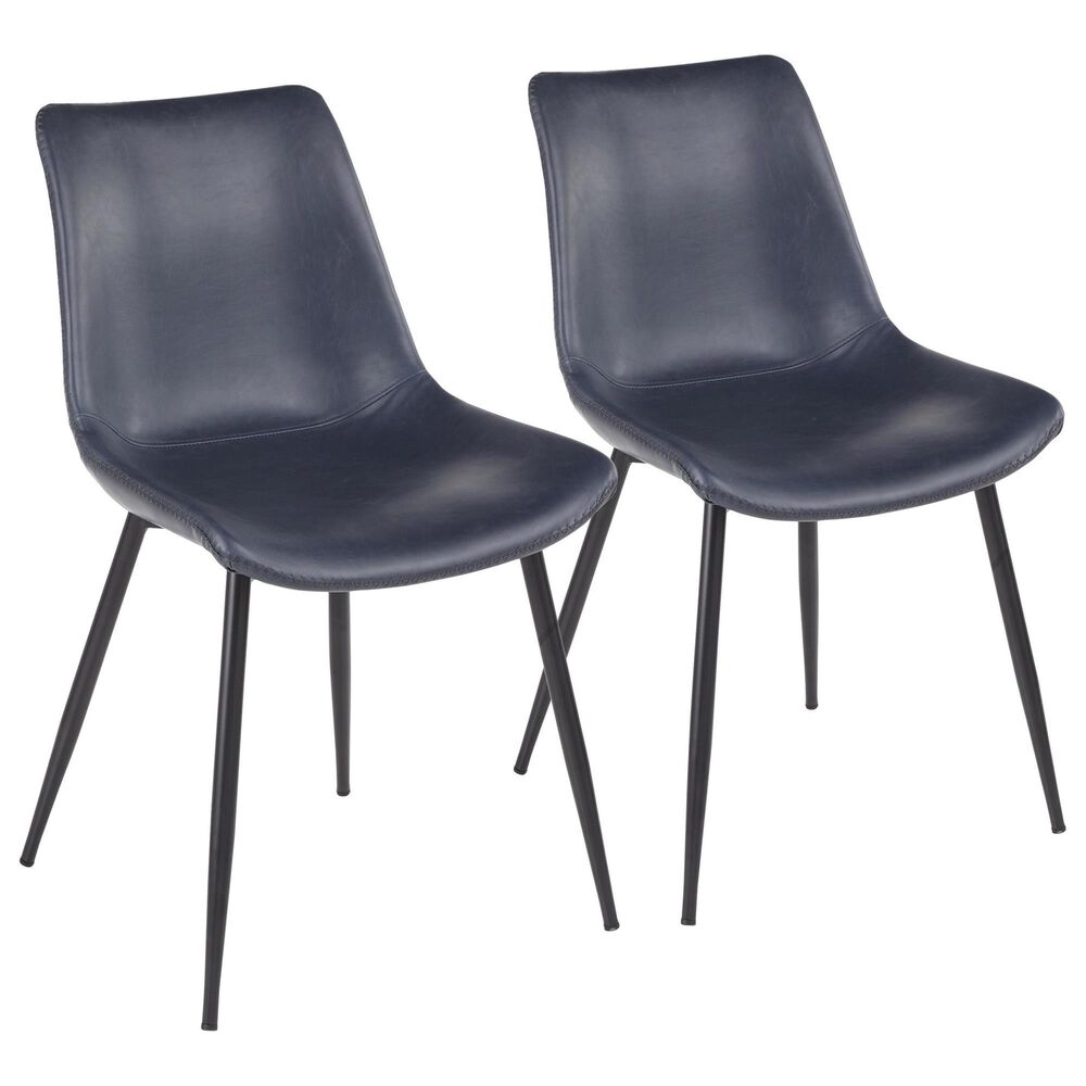 LumiSource Durango Side Chair with Blue Upholstered in Black (Set of 2), , large