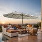 HOMLUX 15" Double-Sided Outdoor Market Umbrella with Sandbag Base and White LED Beads in Light Gray, , large