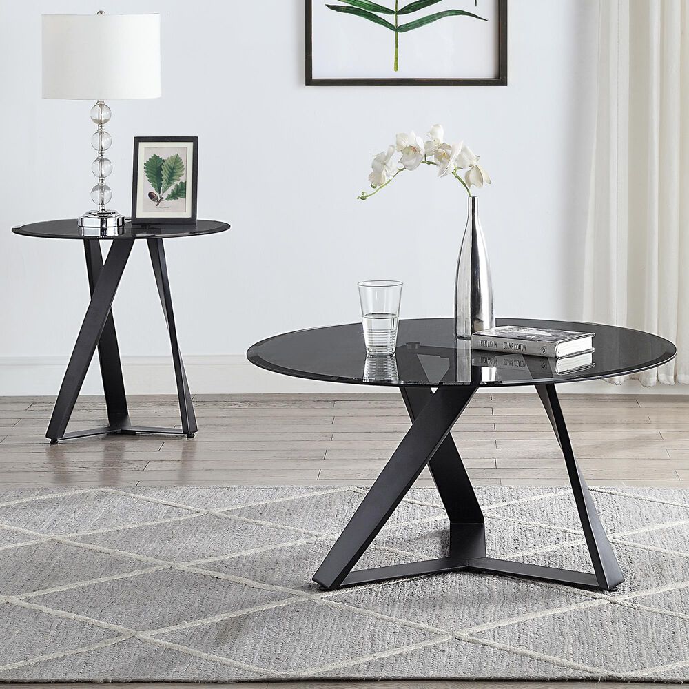 Furniture of America Homer 2-Piece Coffee Table Set in Texture Black and Gray, , large