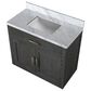 Lexora Home Abbey 36" Single Bathroom Vanity in Black Oak with 2 cm White Carrara Marble Top and Rectangular Sink, , large