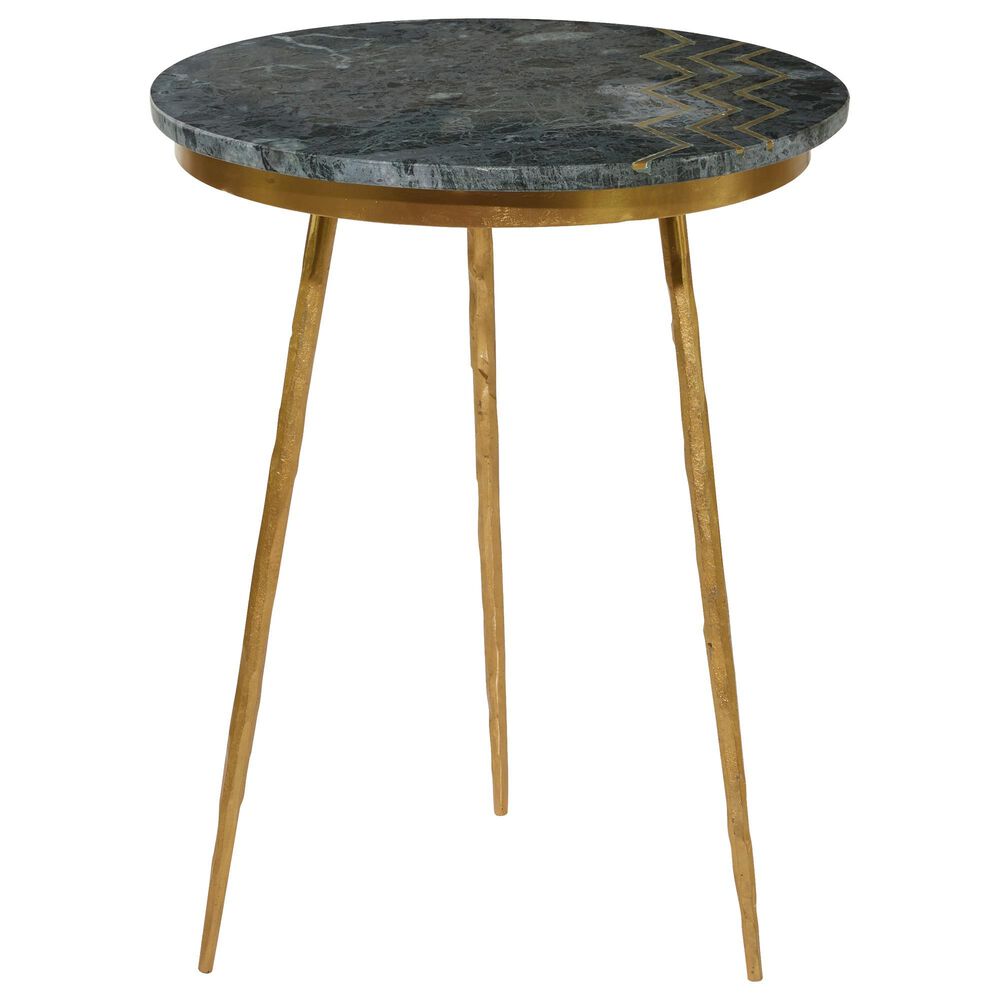 Uma Enterprises Accent Table with Marble in Gold and Black, , large
