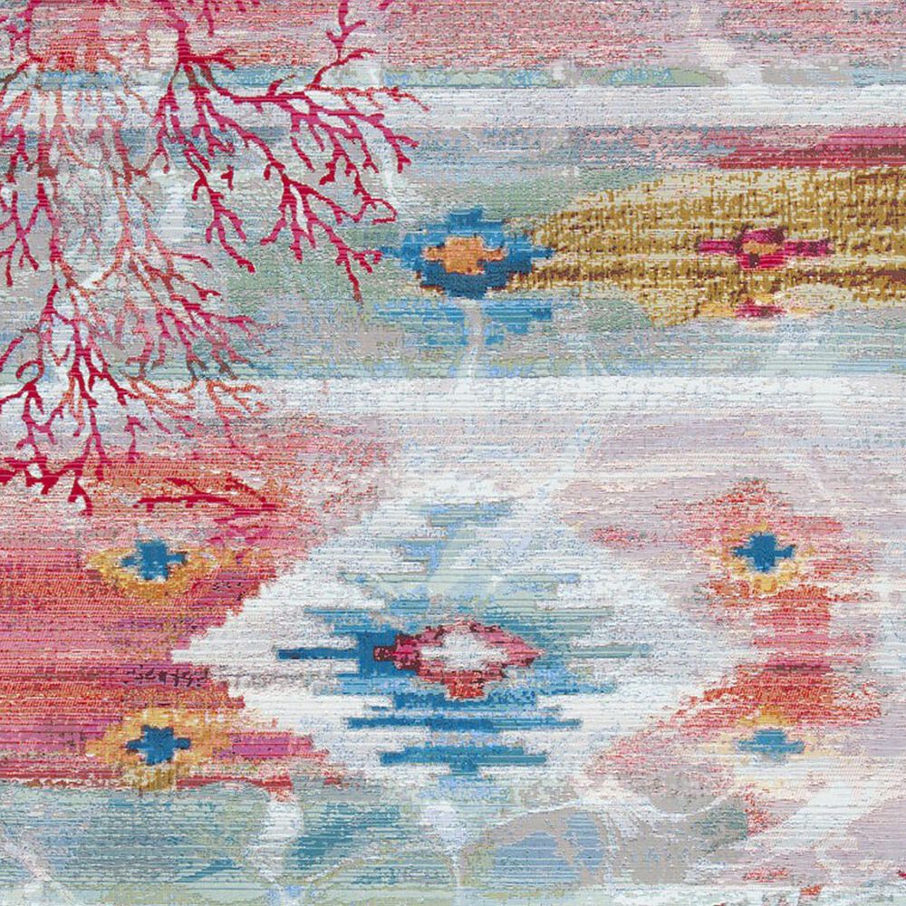Safavieh Barbados Tropical Abstract 3&#39;3&quot; x 5&#39;  Light Blue and Pink Indoor/Outdoor Area Rug, , large