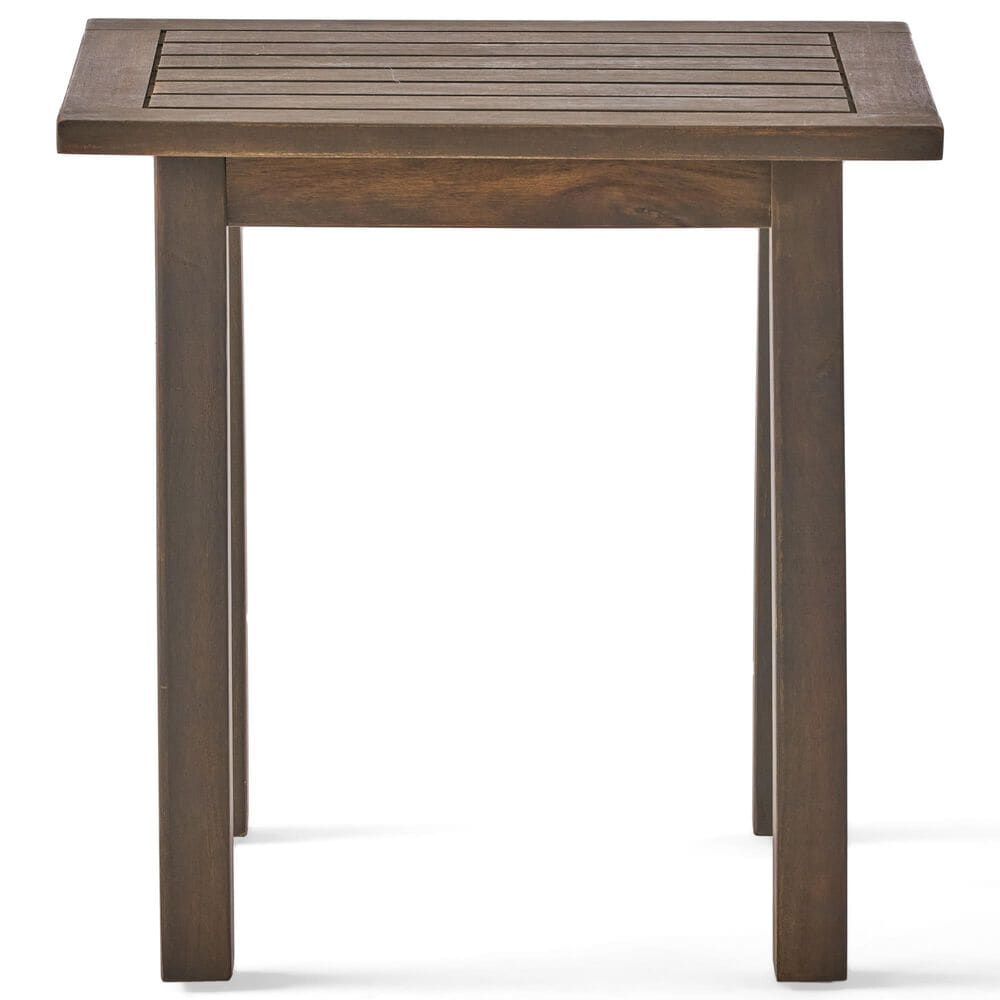 Hearth and Haven Selma Outdoor End Table with Slatted Top and Curved Legs in Gray, , large