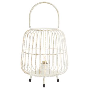 Maple and Jade 12" Modern Farmhouse Metal Lantern in White, , large