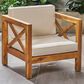 Hearth and Haven Brava Outdoor Club Chair with Cross-Back Design in Beige, , large