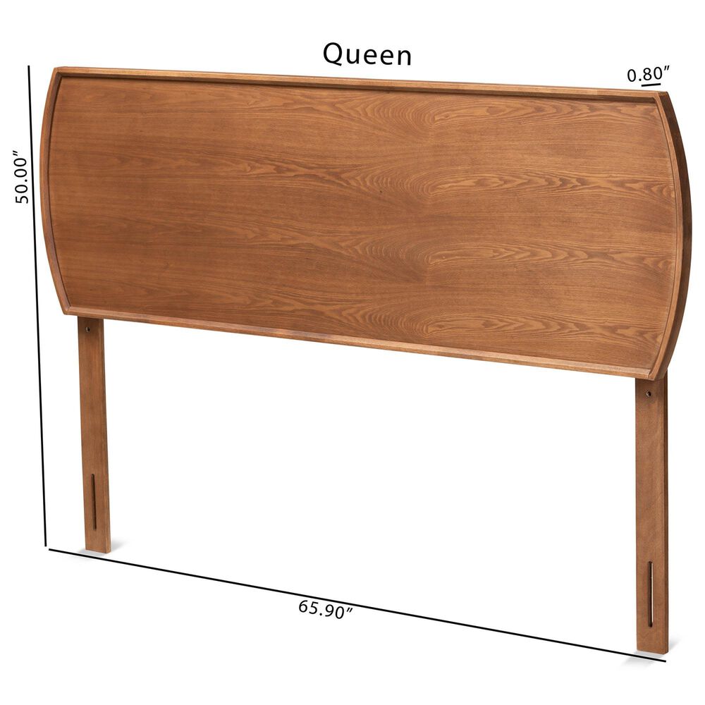 Baxton Studio Laurien Queen Panel Headboard in Ash Walnut, , large