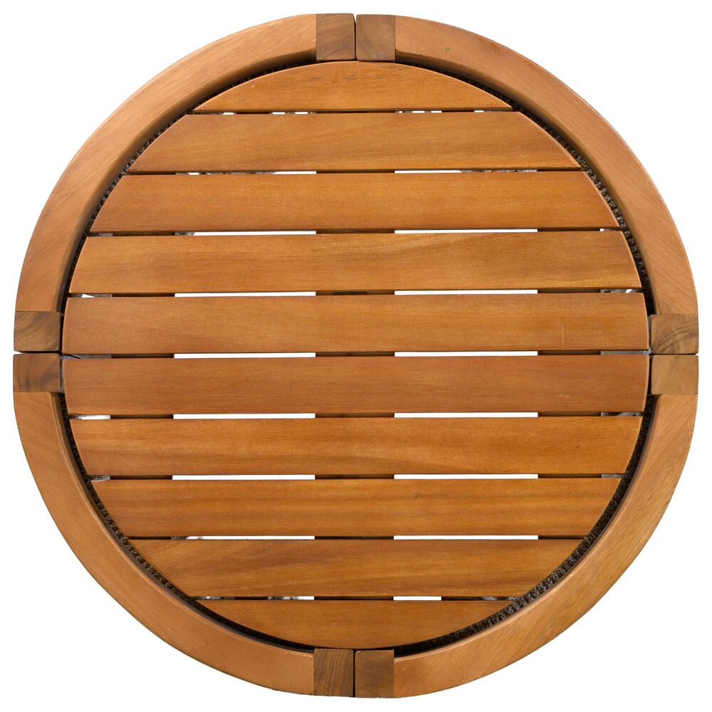 Hearth and Haven Outdoor Round Acacia Wood Side Table with Handwoven Rope Accents in Natural, , large