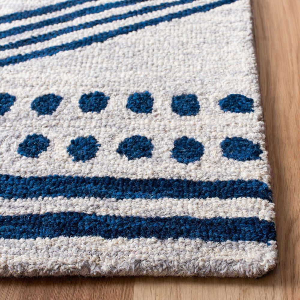 Safavieh Micro-Loop Southwestern 2&#39;3&quot; x 7&#39; Ivory and Navy Runner, , large