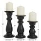 Maple and Jade 6", 8", 10" Turned Style Pillar Decorative Candle Holder in Black (Set of 3), , large