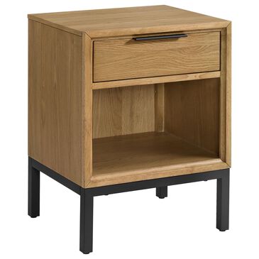 Hawthorne Furniture Newport 1-Drawer Nightstand in Natural Oak and Matte Black, , large