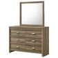 Crown Mark Valor 6-Drawer Dresser and Mirror in Light Brown, , large