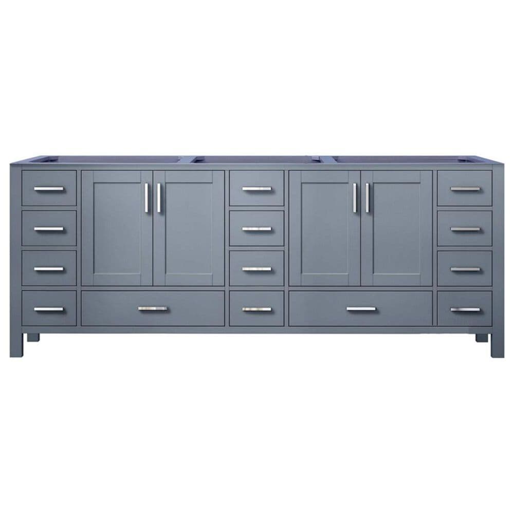Lexora Home Jacques 84&quot; Double Bathroom Vanity in Dark Grey with 2 cm White Cultured Marble Top and Rectangular Sinks, , large
