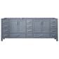 Lexora Home Jacques 84" Double Bathroom Vanity in Dark Grey with 2 cm White Cultured Marble Top and Rectangular Sinks, , large