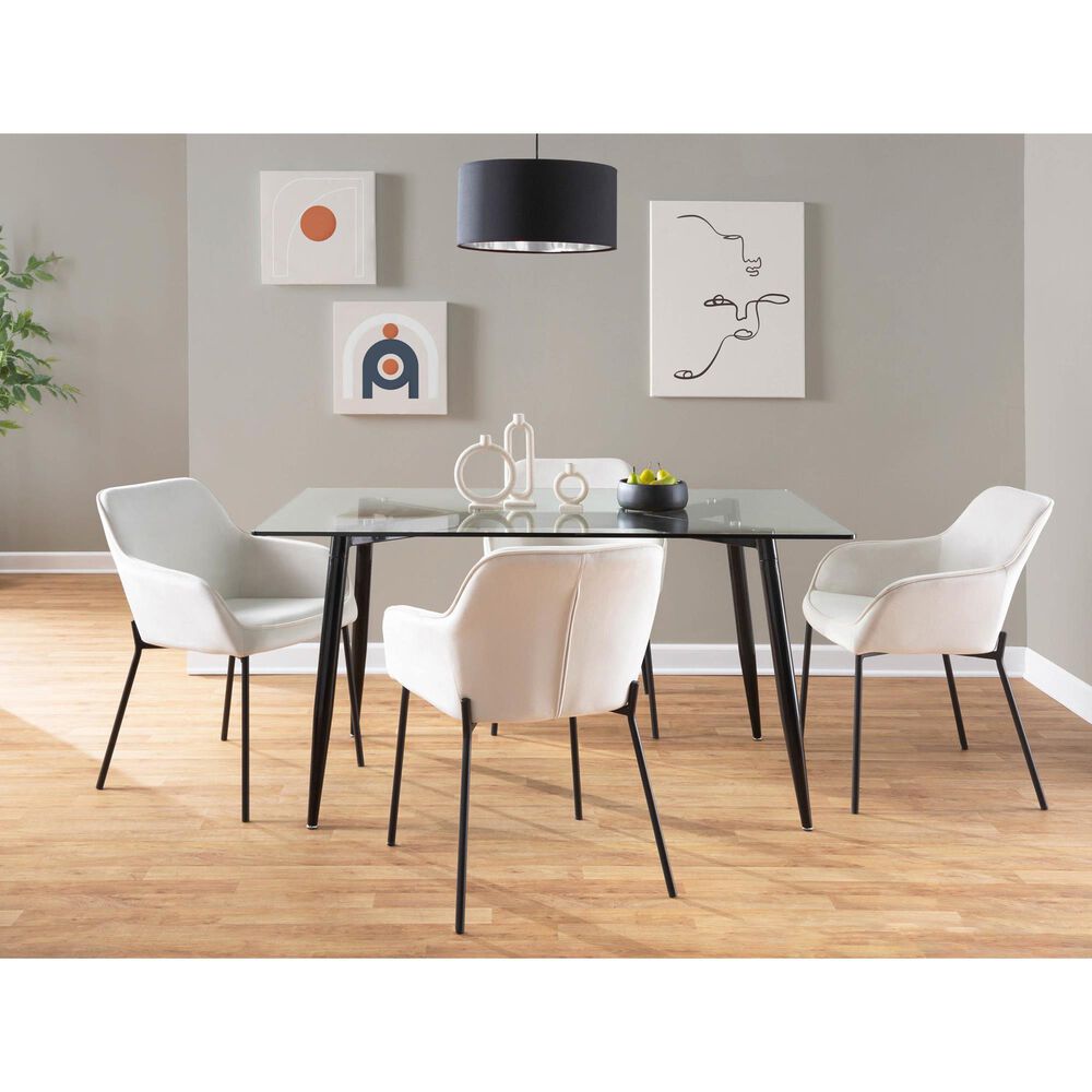 LumiSource Daniella Contemporary Dining Chair in Black Steel and Cream Velvet by LumiSource - Set of 2, , large