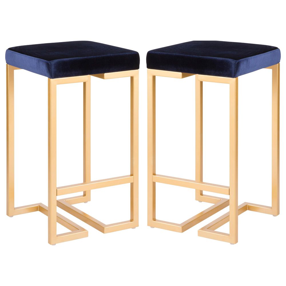 Lumisource Midas 26" Counter Stool in Blue/Gold (Set of 2), , large