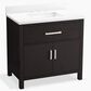 Kohler Kresla 36" Single Bathroom Vanity in Carbon Oak with 3 cm White Quartz Top and Rectangular Sink, , large