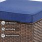 Sunwell Garden 13.7" Ottoman with Navy Cushion in Brown (Set of 2), , large