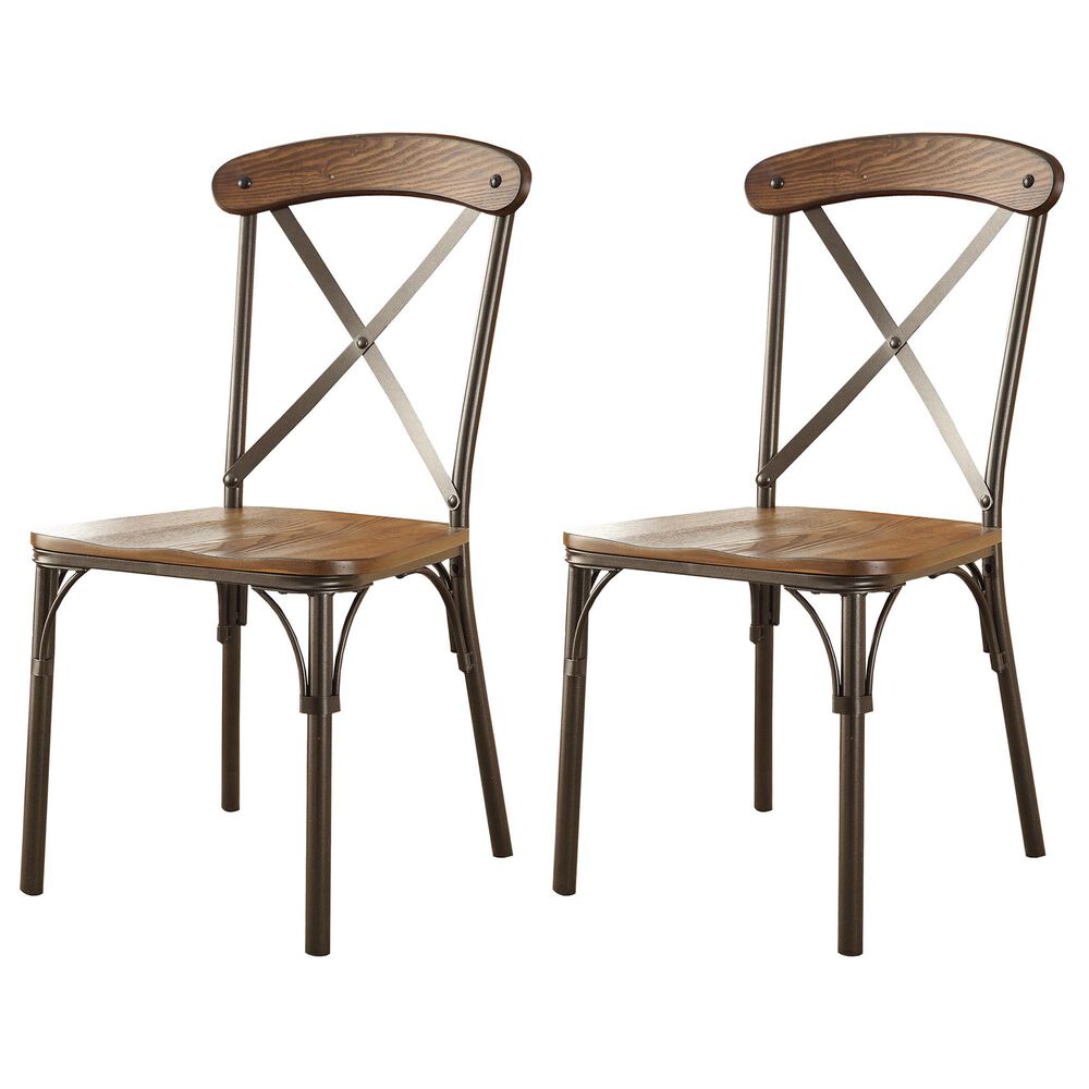 Furniture of America Alford Side Chair in Natural Elm and Bronze &#40;Set of 2&#41;, , large