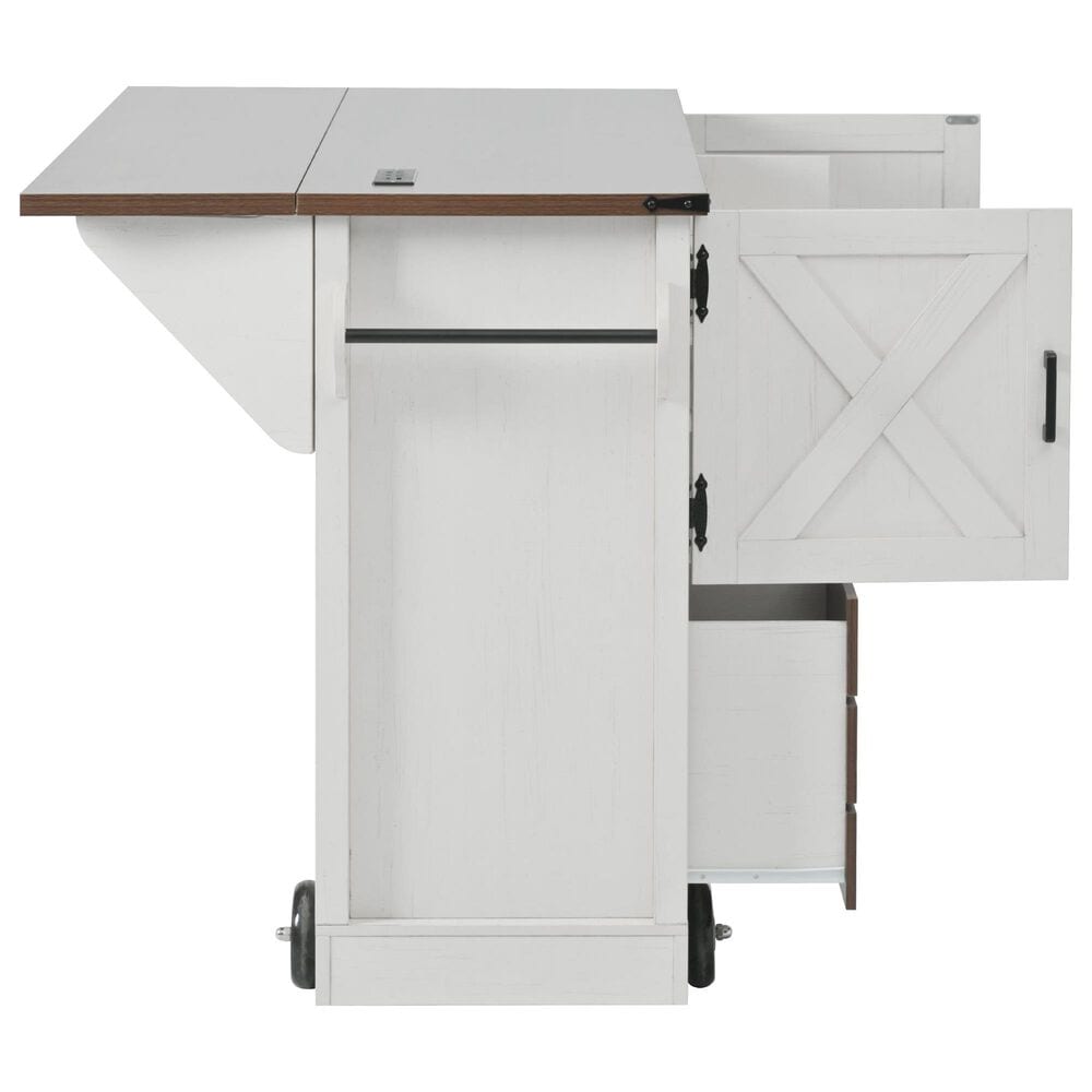 HOMLUX 54" Kitchen Island with Drop Leaf in White, , large