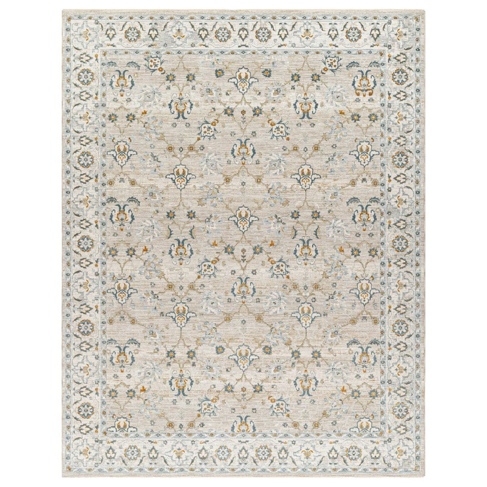 Surya Dresden Taupe, Off-White, Dusty Sage, Light Gray, Deep Teal, Olive and Mustard 6'7" x 9'6" Area Rug, , large