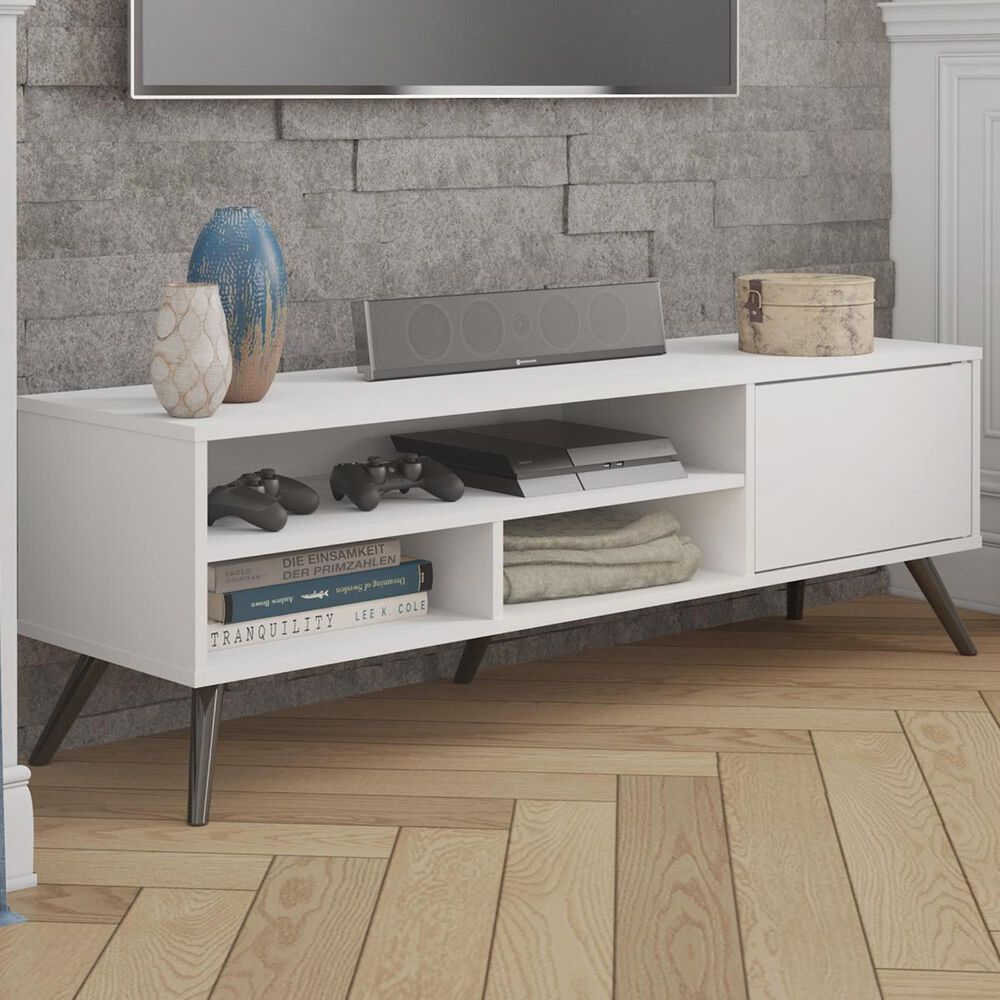 Bestar Small Space Krom TV Stand for TVs up to 56" in White Nebraska Furniture Mart