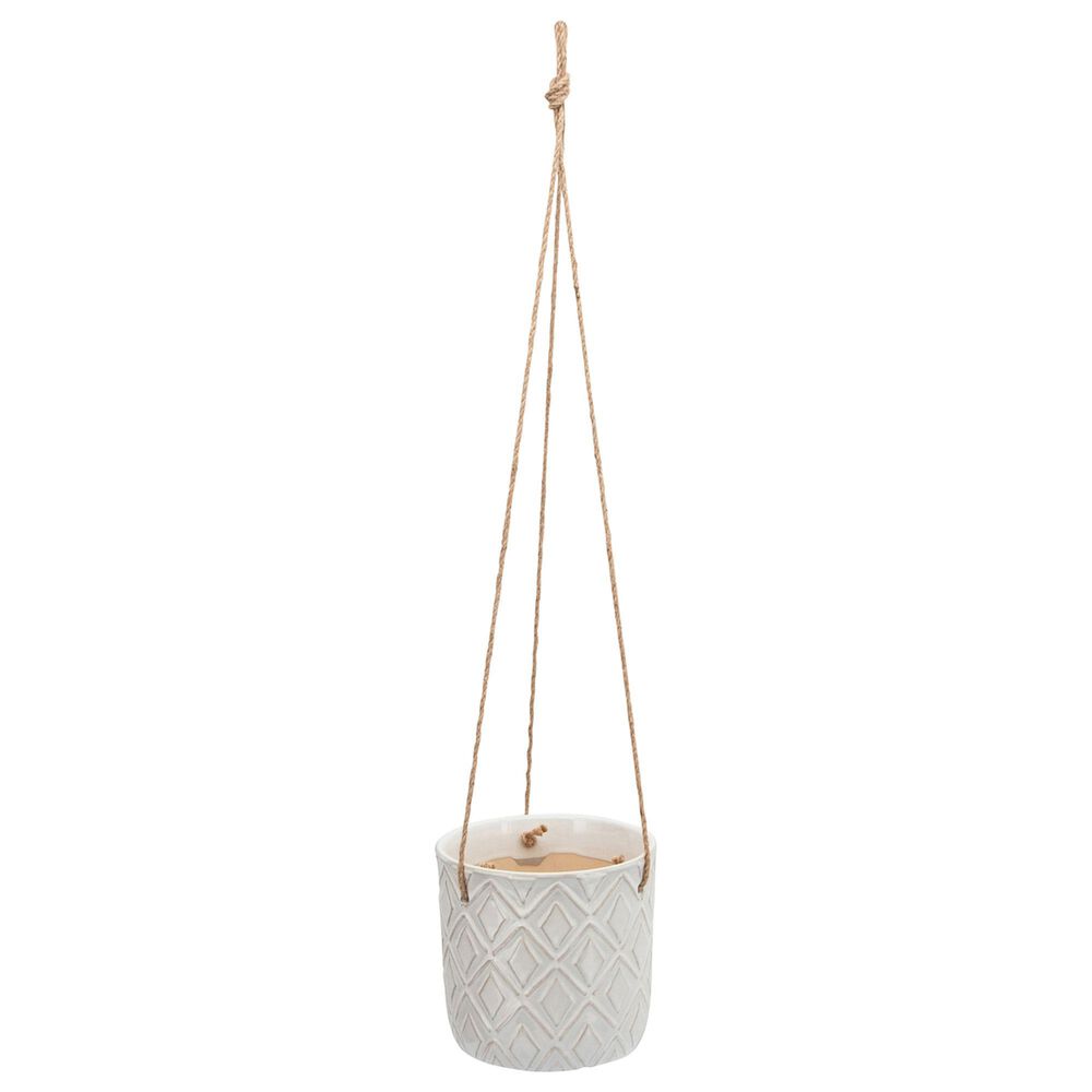 Sagebrook Home 7" Diamond Hanging Planter in White, , large