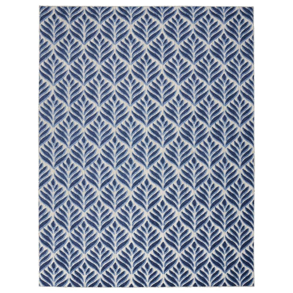 Nourison Aloha Floral 7"10" x 10"6" Blue Indoor/Outdoor Area Rug, , large