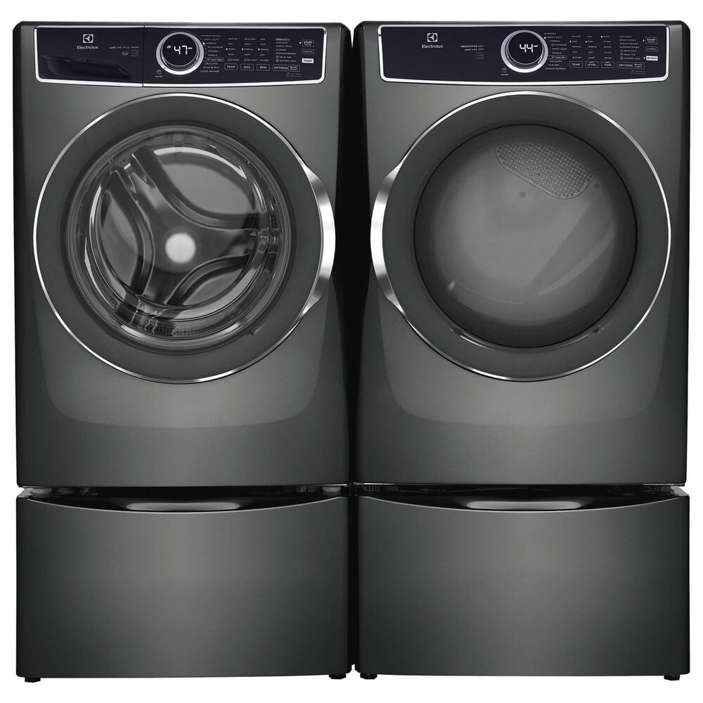 Electrolux 4.5 Cu. Ft. Front Load Washer and 8.0 Cu. Ft. Gas Dryer Laundry Pair with Pedestal in Titanium, , large