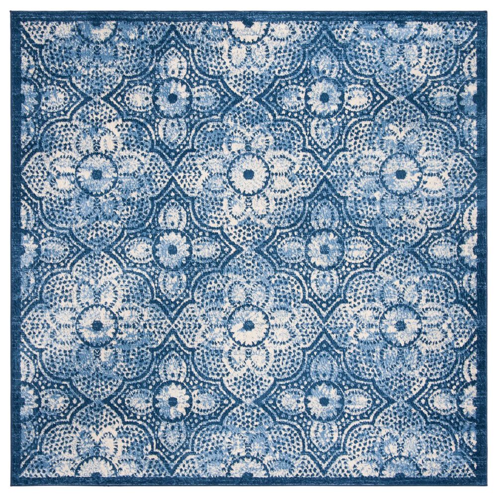 Safavieh Martha Stewart 8" Square Navy and Creme Area Rug, , large