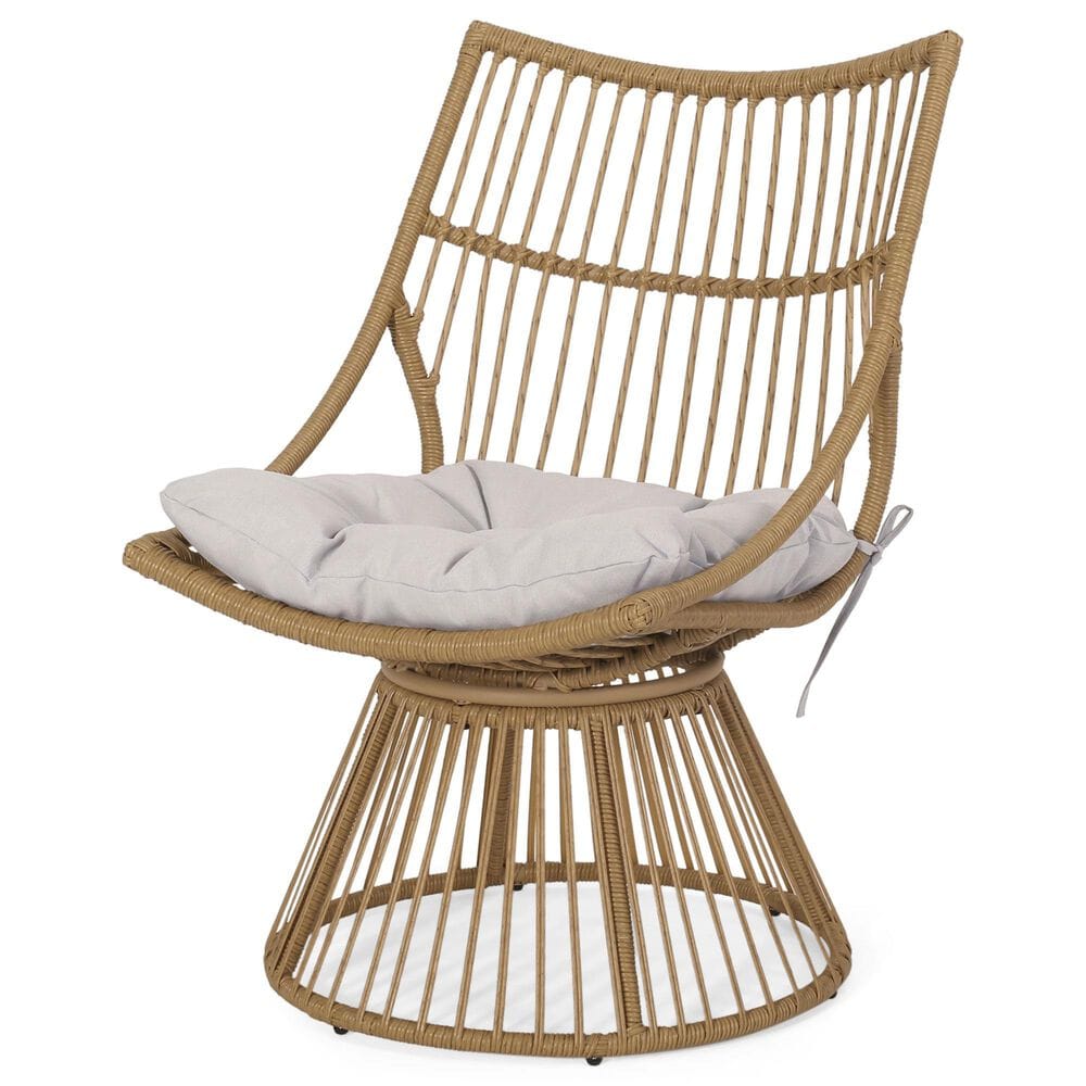 Hearth and Haven Elaine 2-Piece Patio Chat Set with Beige Cushion in Light Brown, , large