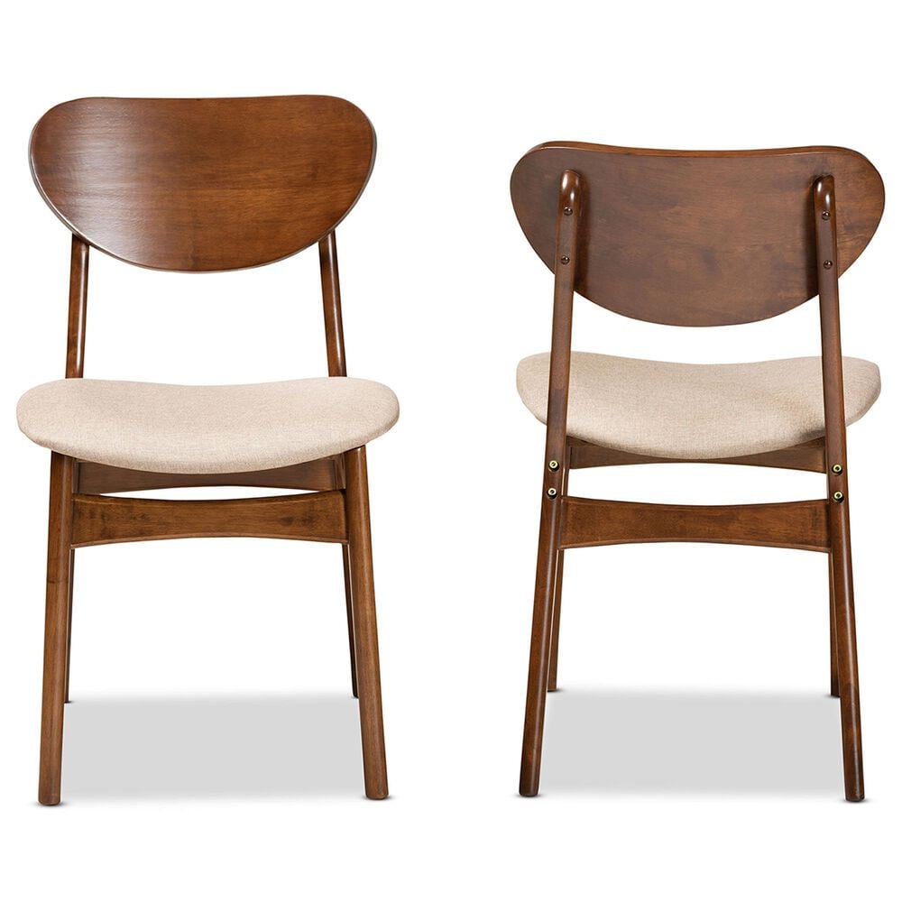 Baxton Studio Katya Side Chair with Sand Cushion in Walnut Brown (Set of 2), , large
