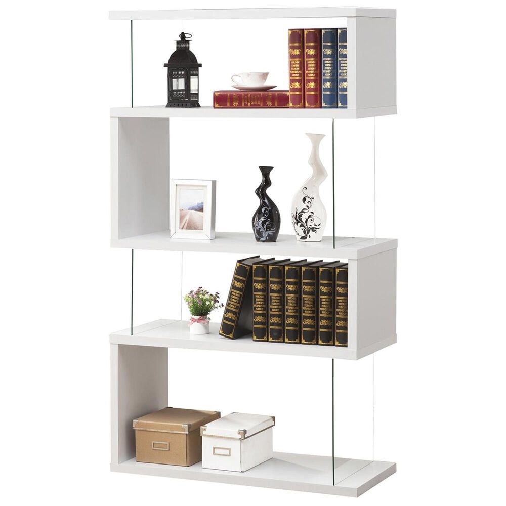 Pacific Landing Asymmetrical Snaking Bookshelf in White, , large