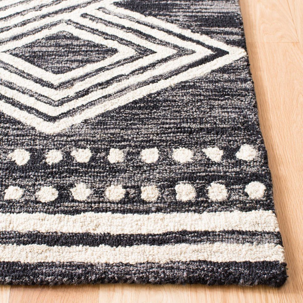 Safavieh Micro-Loop MLP156H 5&#39; Square Charcoal and Ivory Area Rug, , large