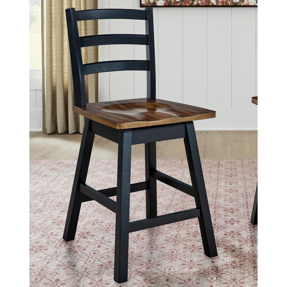 Ashley Wildenauer Swivel Counter Stool in Brown and Black, , large