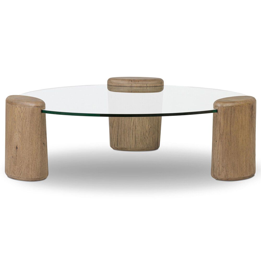 Four Hands Juno Coffee Table-Drifted Oak Veneer-Tempered Glass, , large