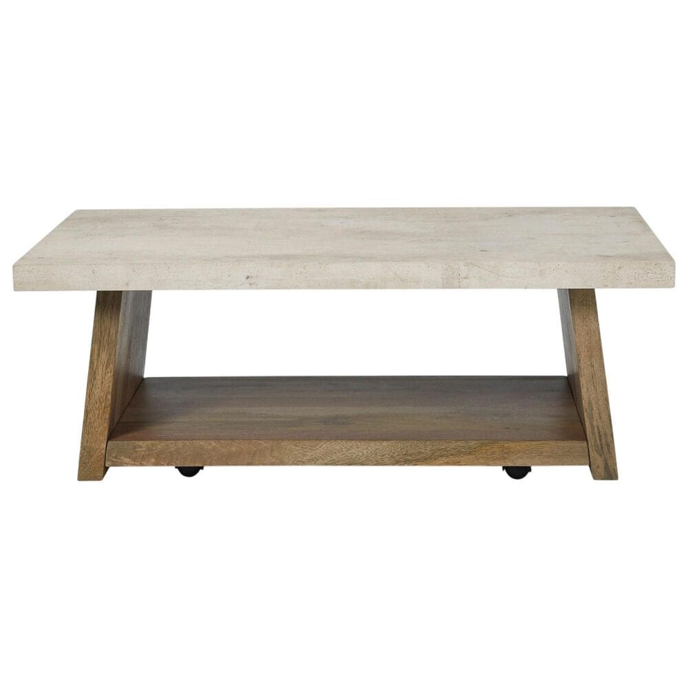 Ashley Brendalhouse Rectangular Cocktail Table in Light Brown, , large