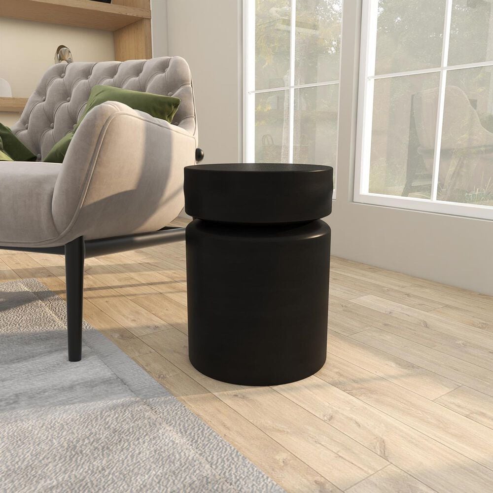 37B Metal Drum End Table in Black, , large