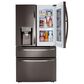 LG 2-Piece Kitchen Package with 22.3 Cu. Ft 4-Door French Door Refrigerator and Single Door Freezer in Black Stainless Steel, , large
