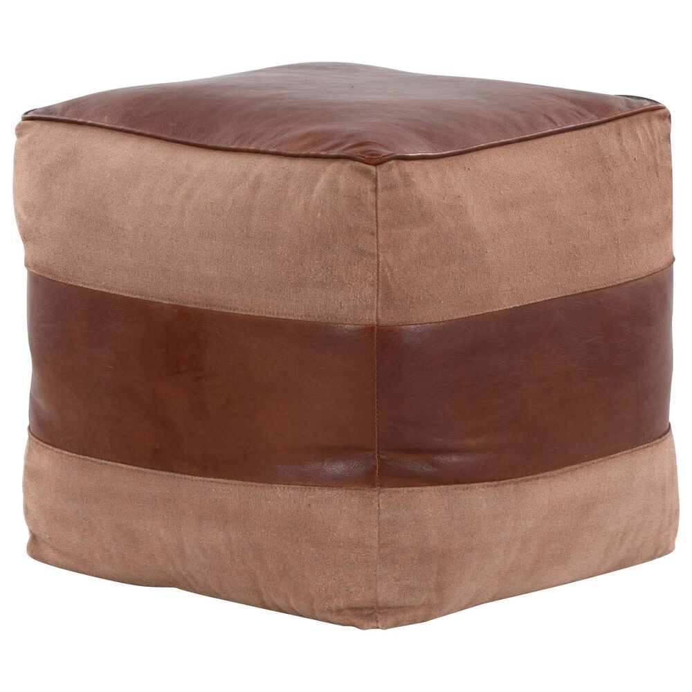 Lumisource Cobber Canvas Pouf in Espresso and Tan, , large
