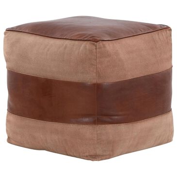 Lumisource Cobber Canvas Pouf in Espresso and Tan, , large