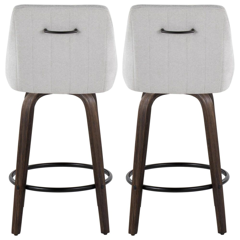 LumiSource Hannah Swivel Counter Stool with Grey Fabric Upholstery in Walnut and Black (Set of 2), , large