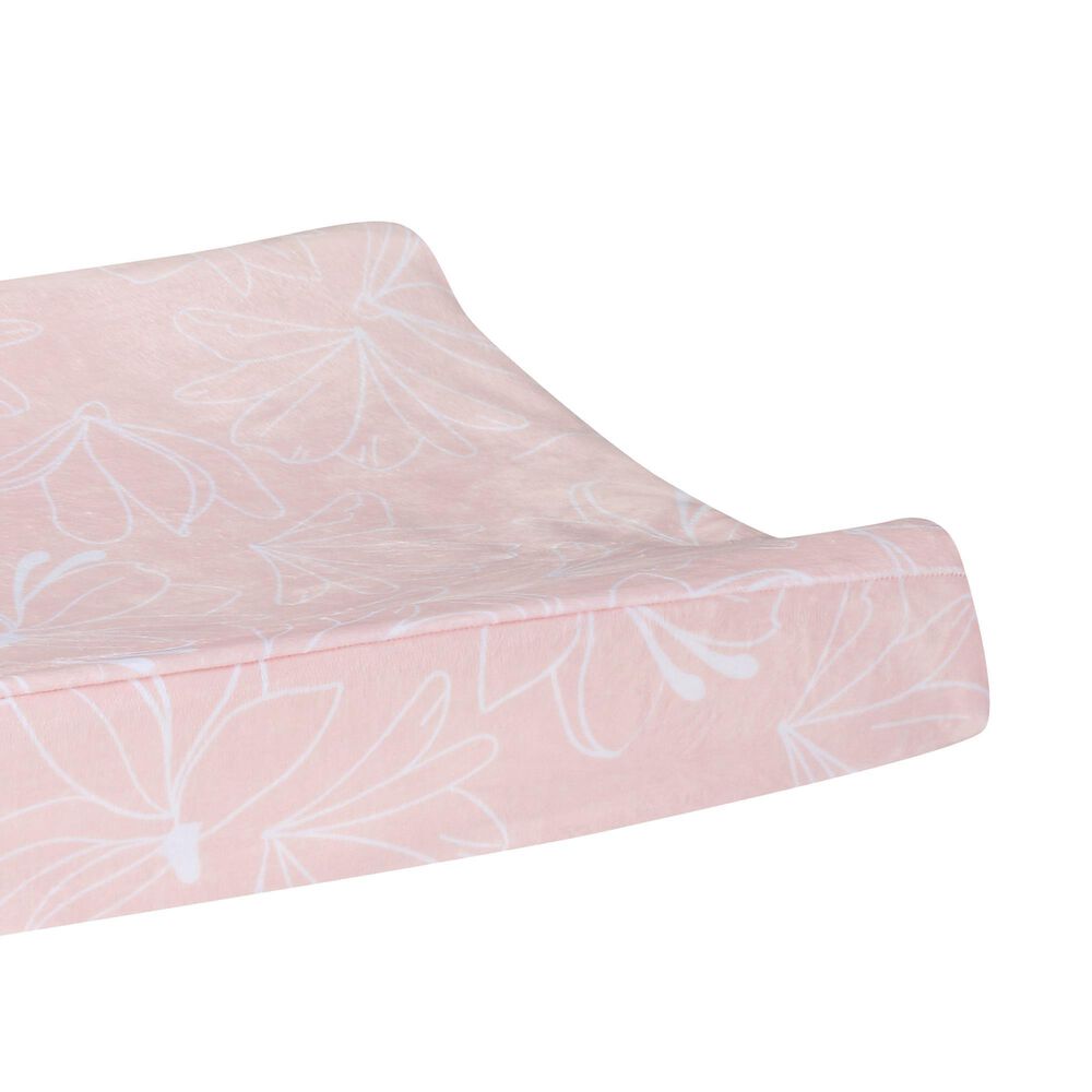 Lambs &amp; Ivy Petals Changing Pad Cover in Pink and White, , large