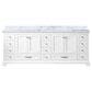 Lexora Home Dukes 84" Double Bathroom Vanity in White with 2 cm White Carrara Marble Top and Rectangular Sinks, , large