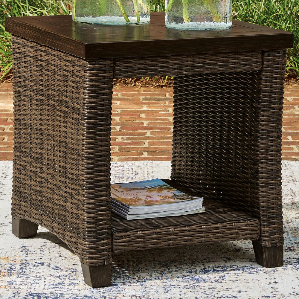 Ashley Monterey Point Square End Table in Dark Brown, , large